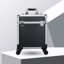 Axyaa Aluminum Rolling Makeup Case with Lockable Trays - Salon Organizer Trolley