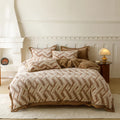 Axyaa Winter Zebra Flower Velvet Bedding Set 5D Print Quilt Cover Pillowcase