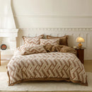 Axyaa Winter Velvet Zebra Stripe Flower 5D Print Duvet Set