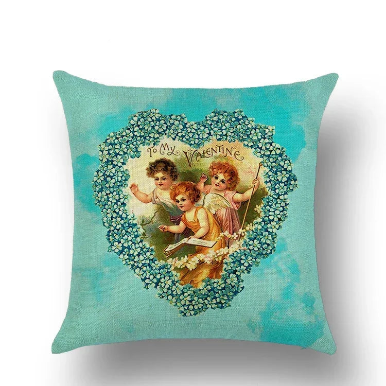 Axyaa Angel Baby Linen Cushion Cover - Home Decor, Sofa, Office, Christmas