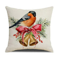 Axyaa Christmas Birds Pillowcase 45X45cm Linen Cushion Cover for Sofa
