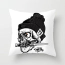 Axyaa Black Grey Skull Face Pillowcase for Halloween Living Room Decor