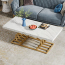 Axyaa Faux Marble Coffee Table: 47" Cocktail Table with Geometric Frame