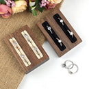 Axyaa Double-Slot Walnut Ring Display Stand - Solid Wood Jewelry Storage Plate