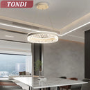Axyaa LED Glossy Round Chandelier Dimmable Ceiling Light for Modern Nordic Living Room