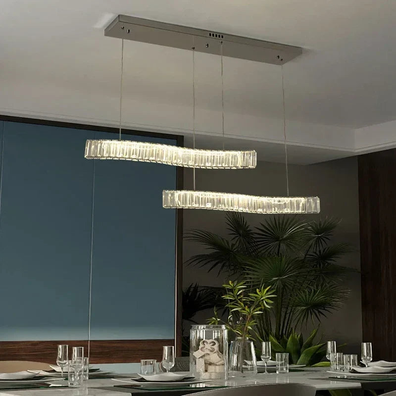 Axyaa Crystal Pendant LED Chandelier for Luxury Dining Room Decor