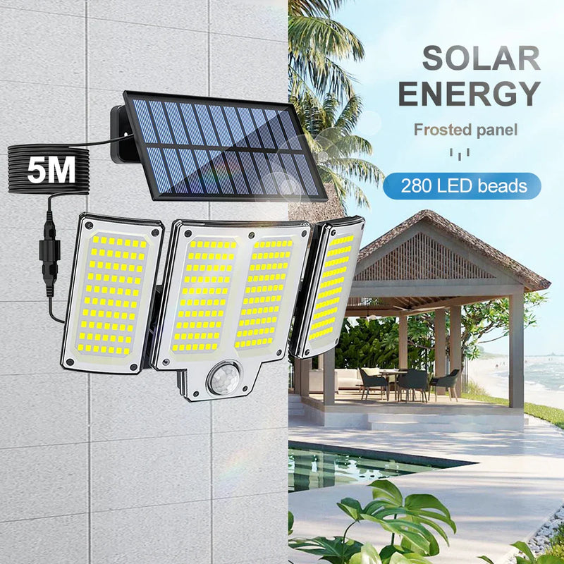 Axyaa Solar LED Flood Lights - Super Bright 3 Modes, IP65 Waterproof Wall Lamp