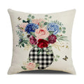 Axyaa Spring Flowers Linen Pillowcase: Bike Truck Print Cushion Cover 45x45CM