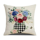 Axyaa Spring Flowers Linen Pillowcase: Bike Truck Print Cushion Cover 45x45CM