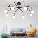 Axyaa Nordic Wood Ceiling Lights Modern Sputnik Chandelier for Home Decor