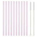 Axyaa 12Pcs Glass Straw Set: Reusable Straws 8'' Long with Cleaning Brush