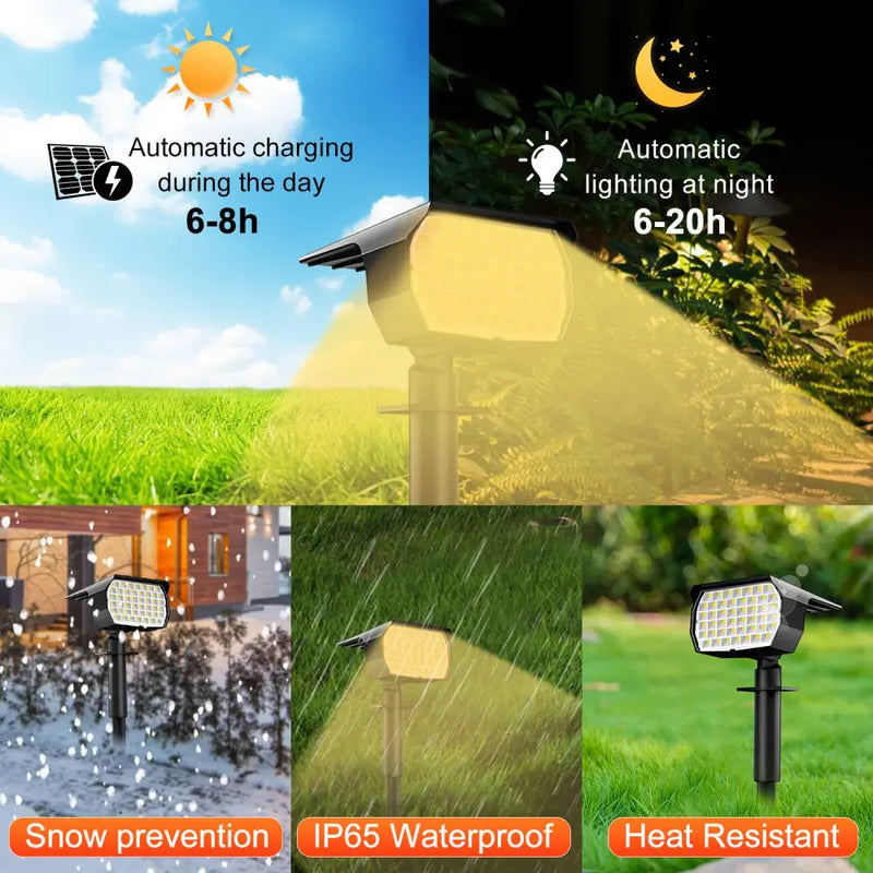 Axyaa Solar LED Landscape Spotlights - 3 Modes Waterproof Outdoor Wall Lights