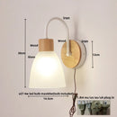 Axyaa Wood Base Glass Wall Lamp Sconce Modern LED Light Fixture