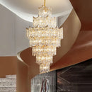 Axyaa Crystal Chandelier for Hollow Living Room - Elegant Luxury Lighting