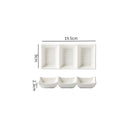 Axyaa Matte Ceramic Seasoning Dish 3 Grids Sushi Plate Molecular Cuisine Tableware