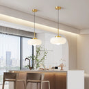 Axyaa Copper Bauhaus LED Pendant Light Fixture with Orange Glass