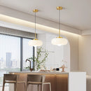Axyaa Copper Bauhaus LED Pendant Light with Orange Glass for Home Indoor Lighting