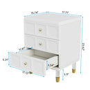 Axyaa 3-Drawer White & Gold Nightstand: Modern Tall Bedside Table with Storage