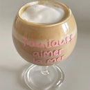 Axyaa Cute Girl Pink French Letters Red Wine Glass 7oz Vintage Goblet