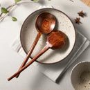Axyaa Wooden Ramen Spoon with Long Handle, Japanese Style, Creative Turtle Shell Design