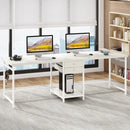 Axyaa Two Person Computer Desk with Drawers & Shelves, 78.74’’ Long Gaming Table
