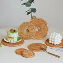Axyaa Rattan Coaster Set: Handmade Round Insulation Mats for Tea, Coffee Cups