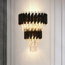 Axyaa Crystal LED Wall Sconce: Modern Black Wall Lamp for Bedroom, Corridor, Stairs