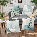 Axyaa Bohemian Abstract Cyan & White Throw Pillow Covers, Set of 4