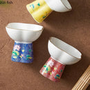 Axyaa Flower Shaped High Footed Ceramic Bowl - Creative Tableware