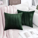Axyaa Green Velvet Throw Pillow Covers - Set of 2