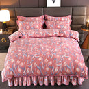 Axyaa Coral Fleece Winter Bedding Set - Double-Sided Quilt Cover & Fitted Sheet
