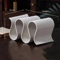 Axyaa Geometric Circle Ceramic Vase - White Streak Design - Handcrafted Floral Accessories