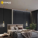 Axyaa Crystal Stone Pendant Light Gold Copper Ceiling Lamp