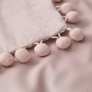 Soft Pink Velvet Pillow Covers with Pompom Accent by Axyaa