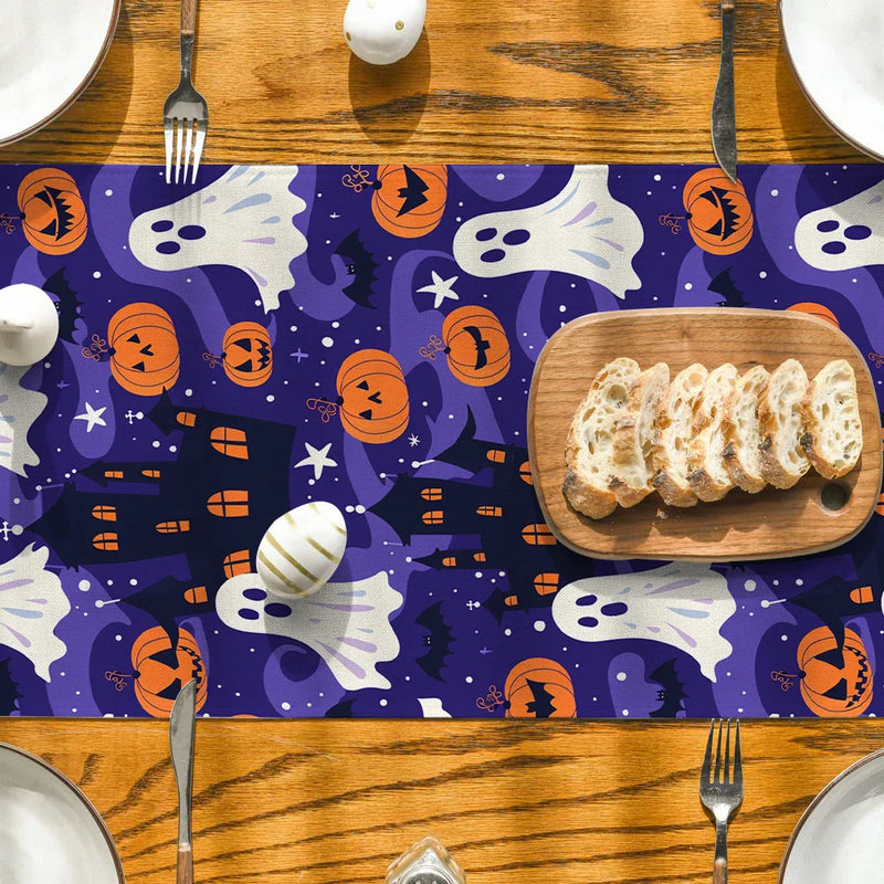Axyaa Halloween Pumpkin Head Table Runner Dining Table Decorations