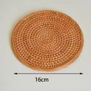 Axyaa Handmade Rattan Coaster Set - Round Tea Cup Insulation Pad