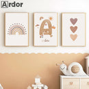 Axyaa Rainbow Flower Sun Heart Nursery Canvas Art Print Kid Room Decor