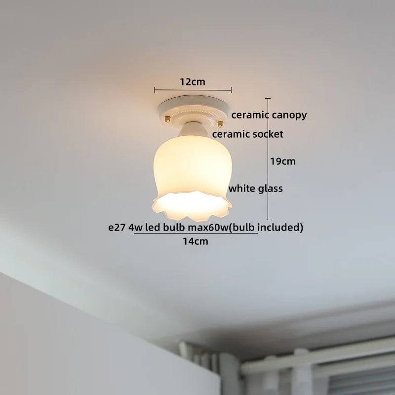 Axyaa Ceramic LED Ceiling Light - Creamy White Nordic Indoor Lamp
