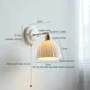 Axyaa Nordic Ceramic LED Wall Lights Copper Rotate Pull Chain Switch Bedside Lamp