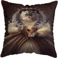Nordic Cat Dogs Vintage Painting Pillow Cover 45x45cm for Home Hotel Sofa Bed