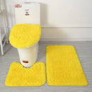 Axyaa 3 Piece White Bathroom Rugs Sets Non-Slip Bath Mats Lid Cover Contour Mat