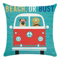 Funny Dog Driving Pattern Cushion Cover - Axyaa Decorative Pillow Case