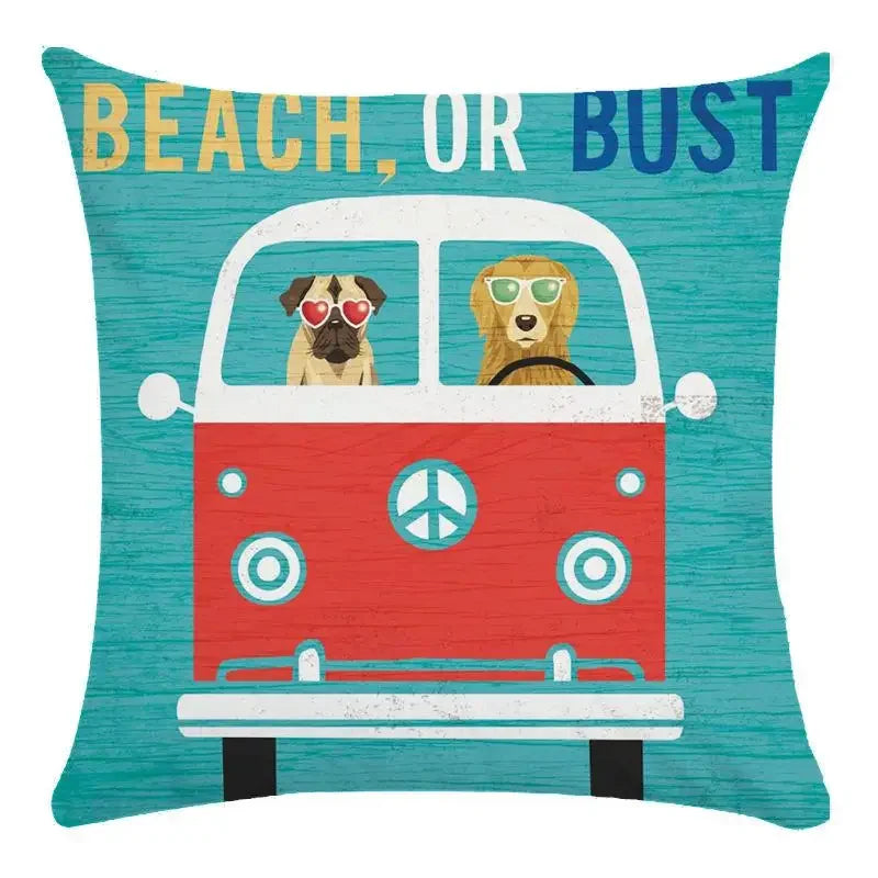Funny Dog Driving Pattern Cushion Cover - Axyaa Decorative Pillow Case