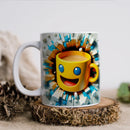 Axyaa Ceramic Coffee Mug 350ml: Fun Emoticons Design, Perfect for Home and Office