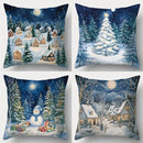 Axyaa Snowy Village & Christmas Tree Pillow Covers - Sofa Bedroom Car Cushion Cover