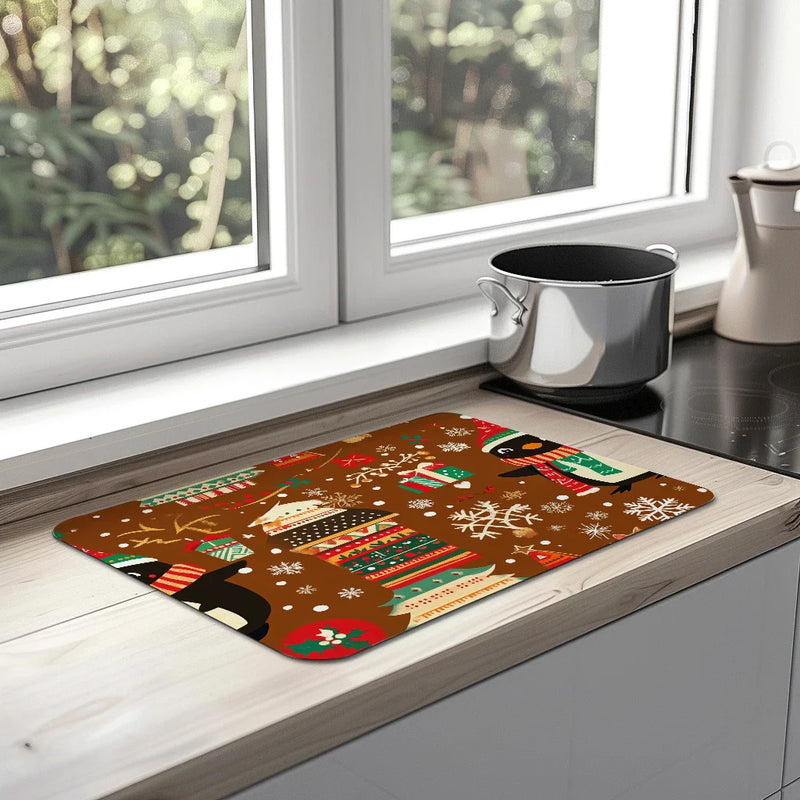 Axyaa Christmas Tree Penguin Snowflake Absorbent Drying Mat