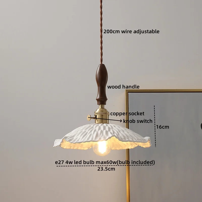 Axyaa Fabric Copper LED Pendant Lights, E14 Nordic Hanging Lamp for Home Decor