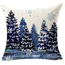 Axyaa Christmas Blessing Pine Tree Linen Throw Pillow Cover deco