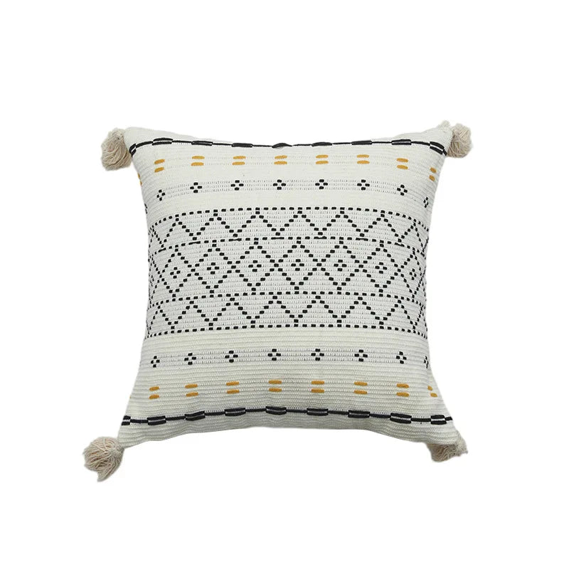 Axyaa Boho Cotton Throw Pillow Cover 18x18, Handwoven Decorative Cushion for Living Room