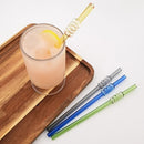 Axyaa Glass Drinking Straw Set with Brush - 4Pcs Smoothies Cocktails Bar Accessories